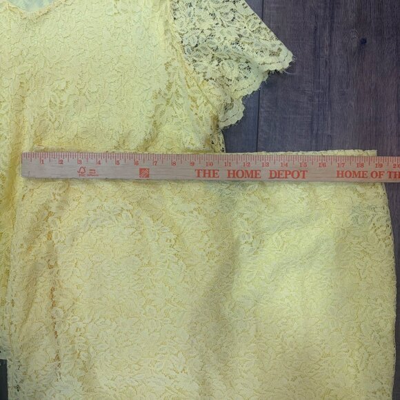 Liz Claiborne 2Pc Butter Yellow Lace Top & Skirt XL Stretch Career Spring - Picture 9 of 9